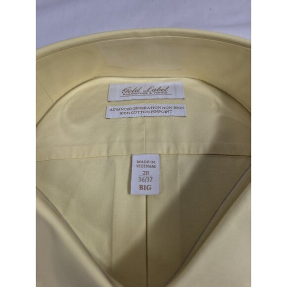 Roundtree & Yorke gold label Shirt Size 20 36-37 Yellow Advance Pinpoint (11) - Picture 3 of 4